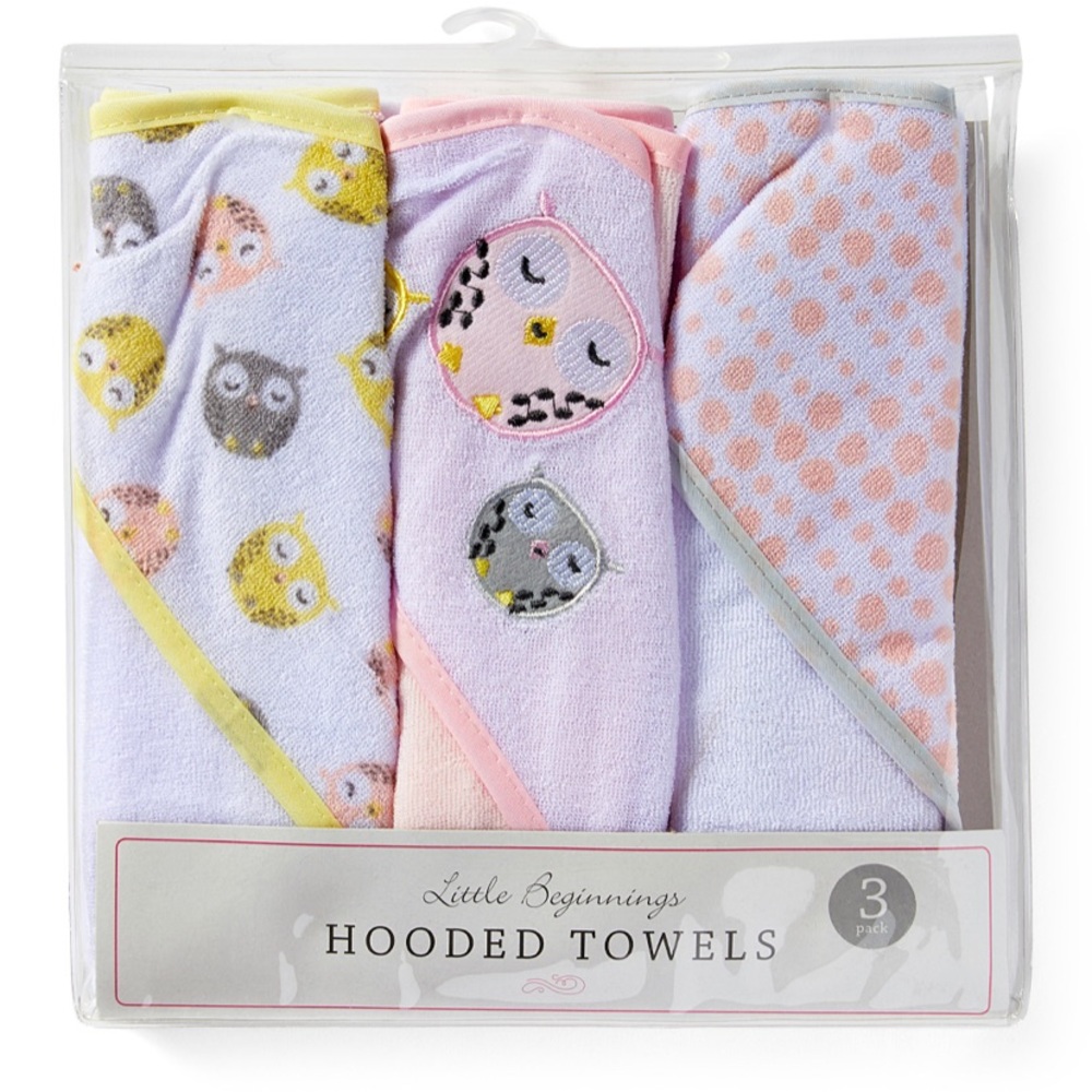 New 3 pack baby girl hooded towels